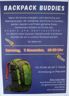 Rucksack und Taschenlampe
